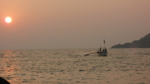 Fishing-boat-at-sunset-Palolem-Beach